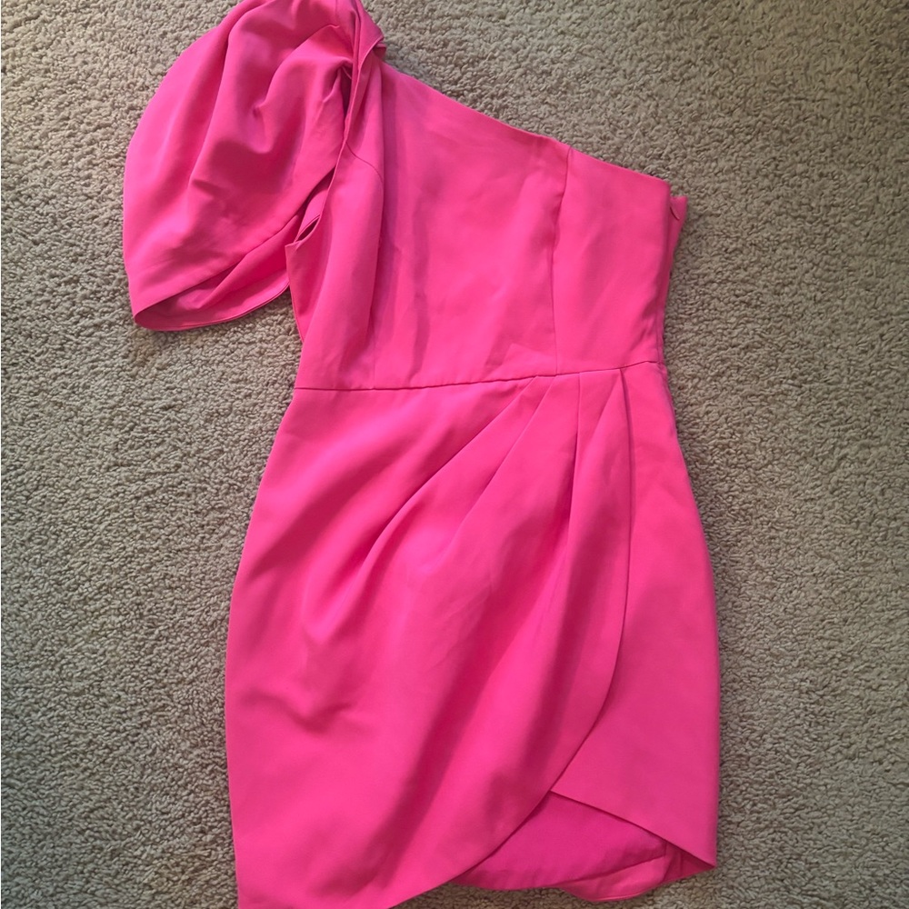 DO+BE Vibrant Pink One-Shoulder Dress
